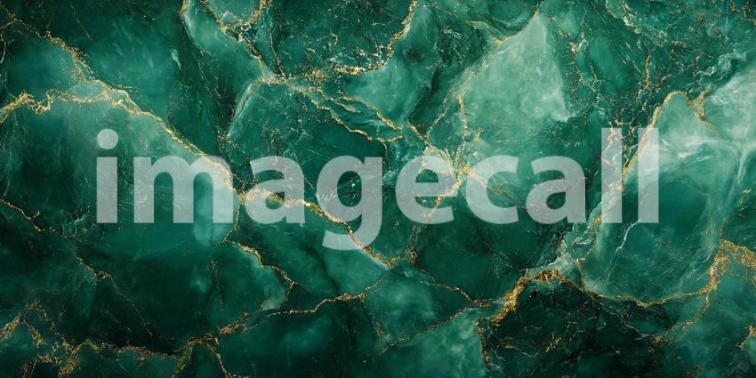 Emerald Green and Gold Marble Texture Background