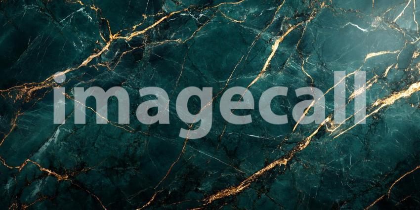 Dark Teal Marble Texture with Gold Veins Background Image