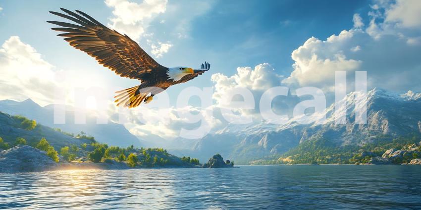 Majestic Eagle Soaring Breathtaking Landscape Photography
