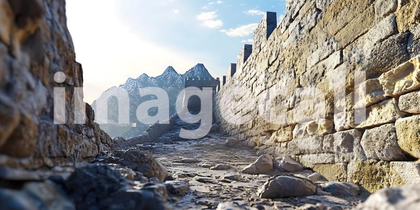 Majestic Mountain Pass Breathtaking View of Rugged Terrain and D