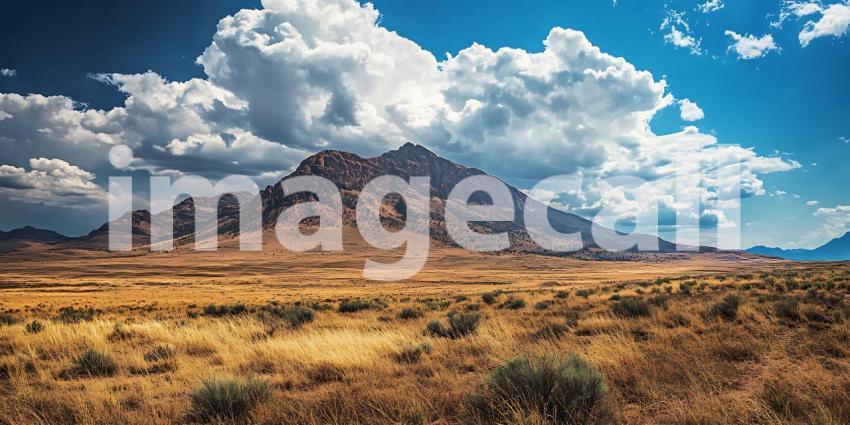 Majestic Mountain Landscape Desert Vista Under a Dramatic Sky