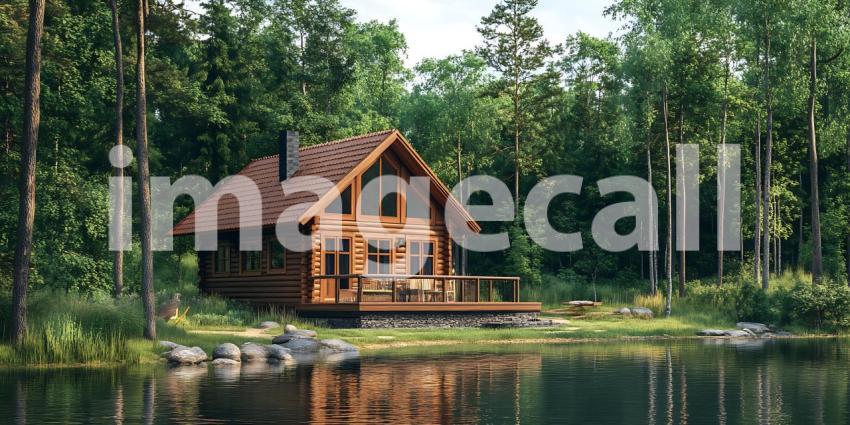 Rustic Log Cabin Lakeside Retreat Peaceful Forest Escape Waterfr
