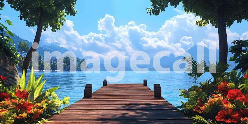 Serene Lakeside Vista Tropical Paradise Landscape Photography
