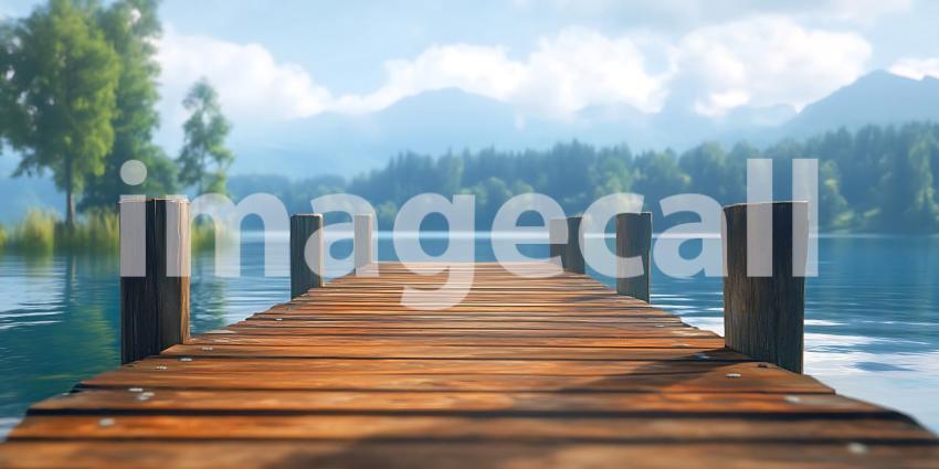 Serene Lake Pier Scenic Wooden Dock Landscape Photography
