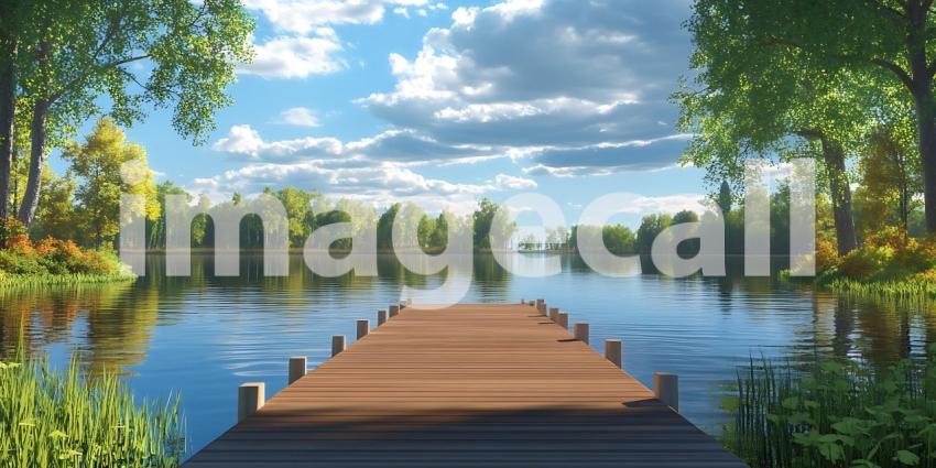Serene Lakeside Dock Tranquil Nature Scene