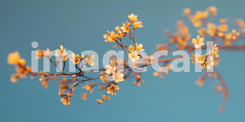 Stunning Blossom Branch Pastel Flowers Against a Serene Blue Sky