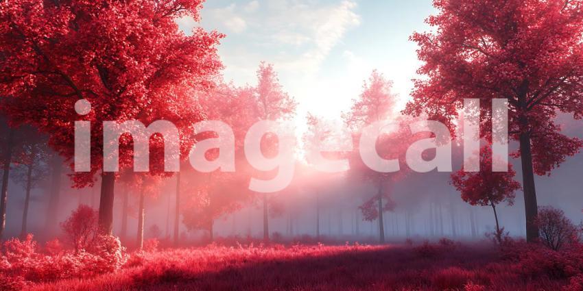 Crimson Canopy Enchanting Autumn Forest Scene