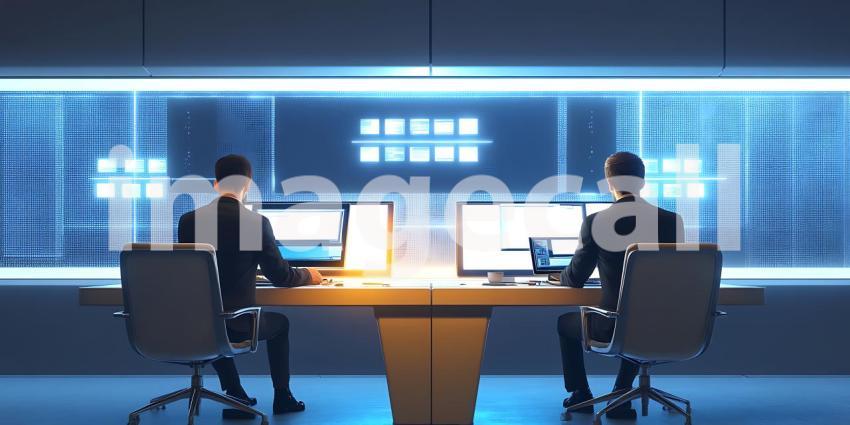 Cybersecurity Professionals Monitoring Data Center Network Secur