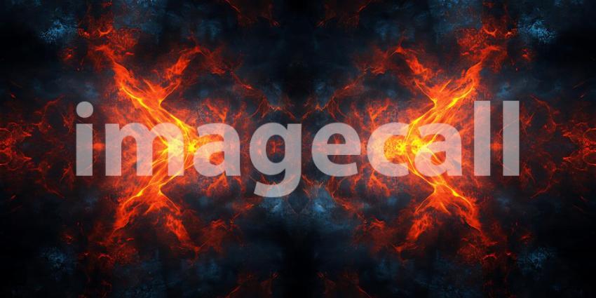 Fiery Nebula Abstract Cosmic Art with Symmetrical Design