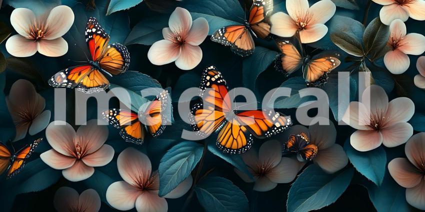 Stunning Butterfly and Blossom Artwork Vibrant Nature Photograph