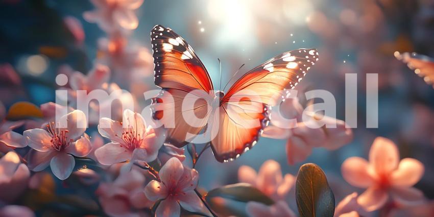 Stunning Butterfly Amidst Blossoming Spring Flowers A Breathtaki