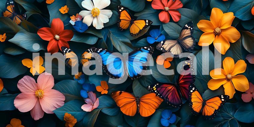 Vibrant Butterfly and Flower Symphony A Stunning Nature Tapestry