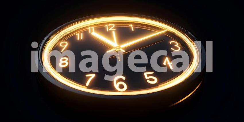 Glowing Clock Face Time Management Punctuality and Deadline Conc