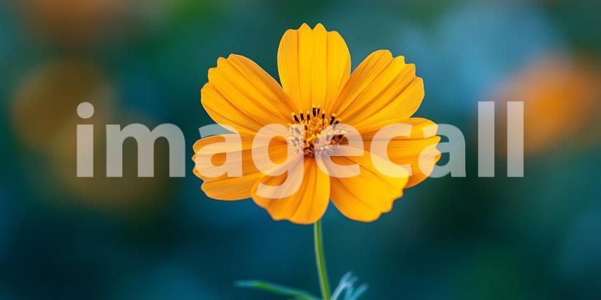 Vibrant Yellow Cosmos Flower Natures Beauty in Macro Photography