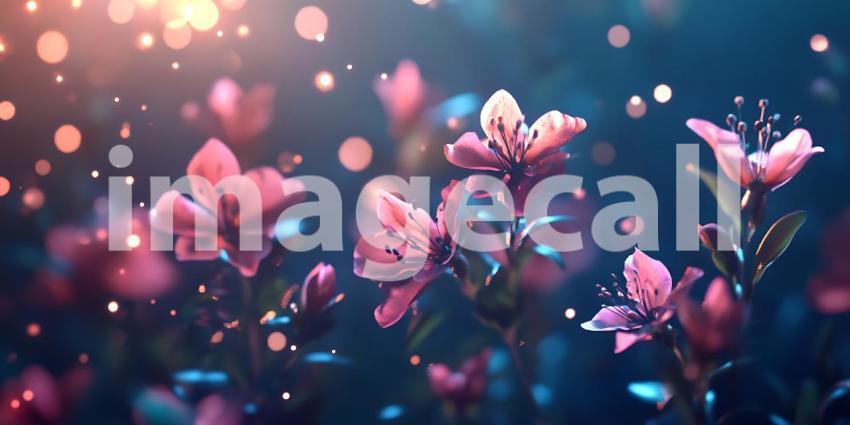 Magical Blossom Ethereal Pink Flowers in a Dreamlike Setting
