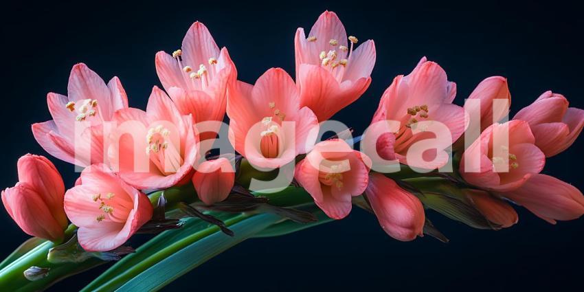 Stunning Coral Cactus Blossoms Vibrant Pink Flowers on Dark Back