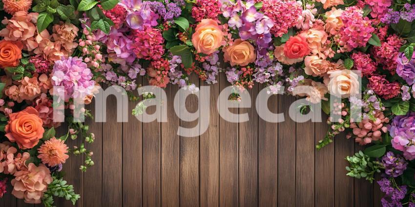 Stunning Floral Arrangement on Rustic Wooden Background Perfect