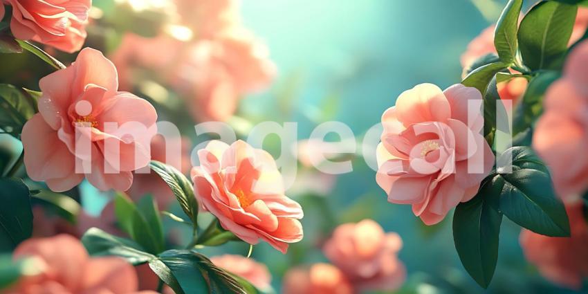 Peach Blossom Garden Vibrant Spring Flowers in Bloom