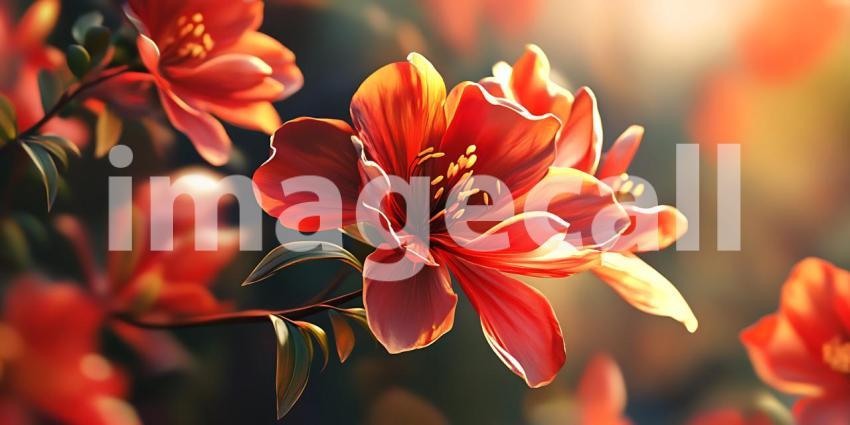 Vibrant Red Flowers CloseUp Botanical Photography Natures Hues D