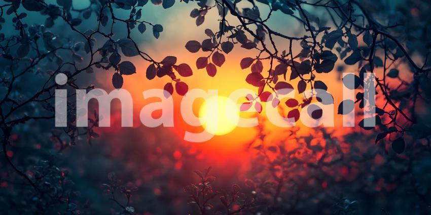 Vibrant Sunset Through Branches A Nature Photography Masterpiece