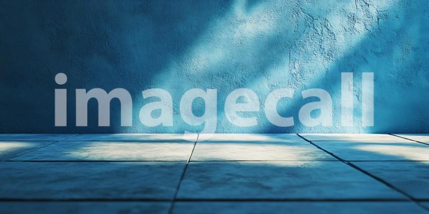 Dramatic Blue Wall and Floor Background Perfect for Design Proje