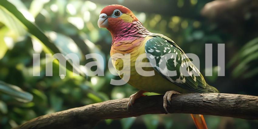 Vibrant Parrot Perched on Branch Exotic Bird Photography Tropica