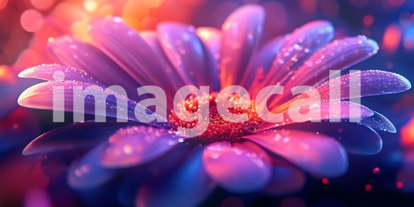 Vibrant Purple and Pink Flower Dew Drops CloseUp Macro Photograp