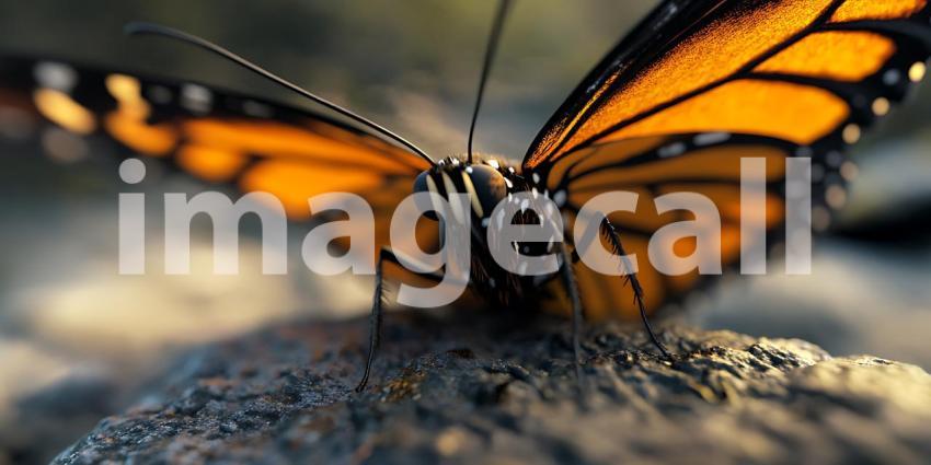 Monarch Butterfly Closeup Vibrant Wings Detailed Texture