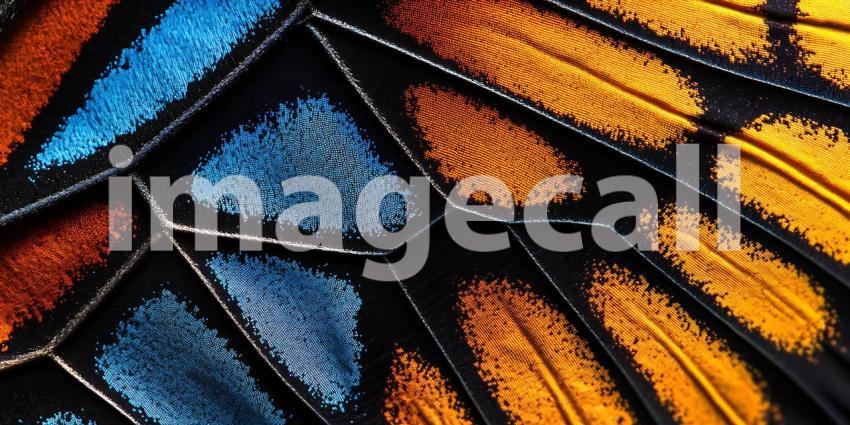 Vibrant Stained Glass CloseUp Texture of Blue Orange and Brown H