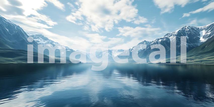 Stunning Mountain Lake Reflection Serene Nature Panorama