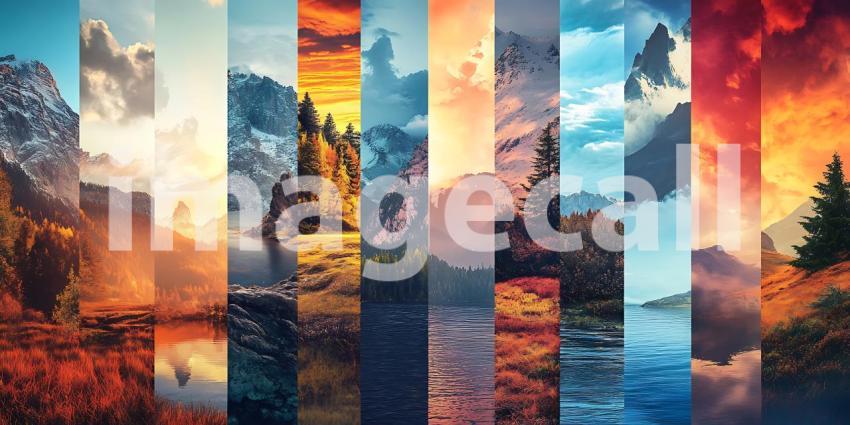 Stunning Nature Panorama Vibrant Landscape Collage for Wallpaper