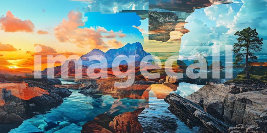 Stunning Vibrant Landscape A Breathtaking Collage of Natures Won
