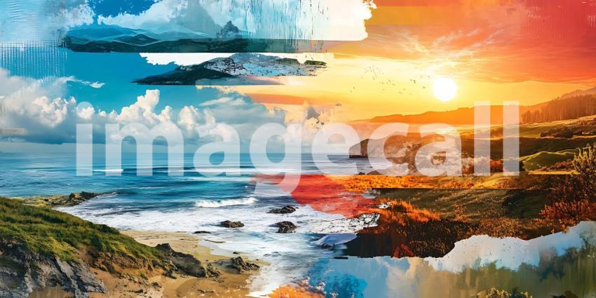 Vibrant Sunset Seascape A Stunning Coastal Canvas