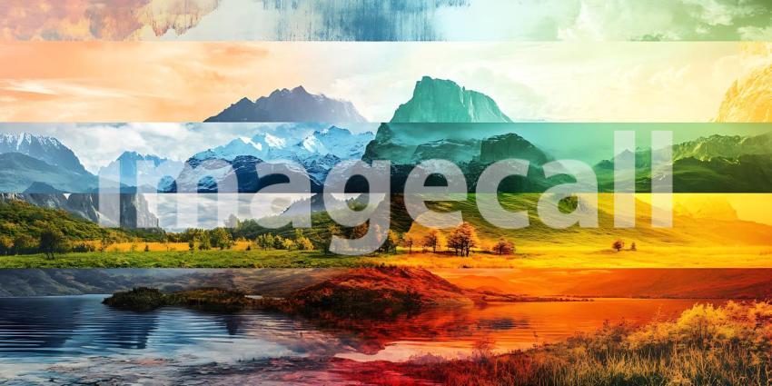 Vibrant Mountain Landscape Colorful Artistic Nature Scene for Ba