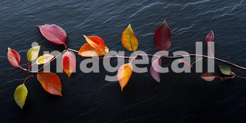 Autumn Leaves Branch Vibrant Fall Foliage Photography for Design