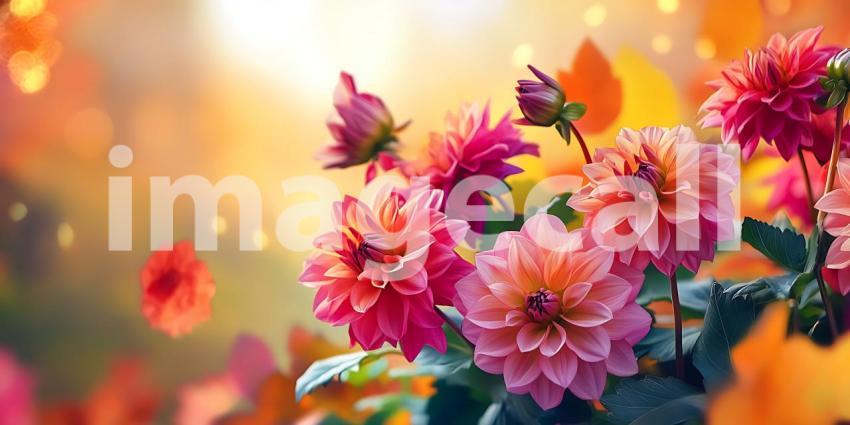 Vibrant Dahlia Blooms Autumnal Garden Photography
