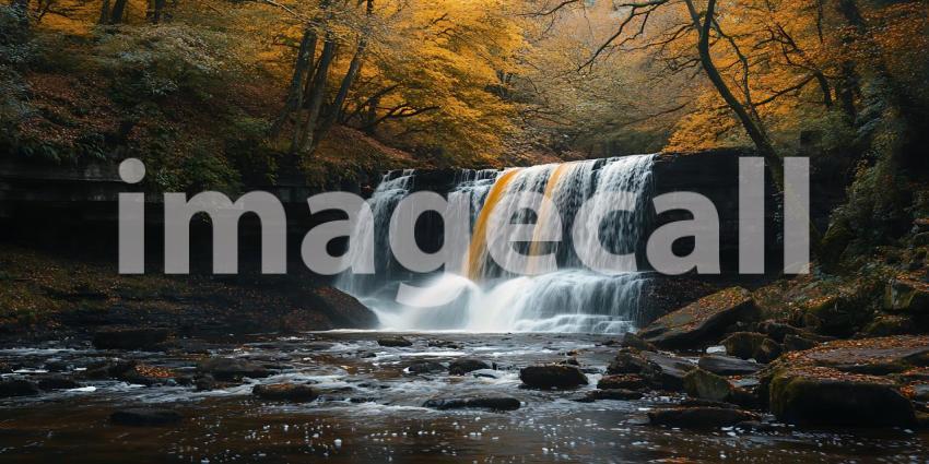 Autumn Waterfall Breathtaking Nature Photography
