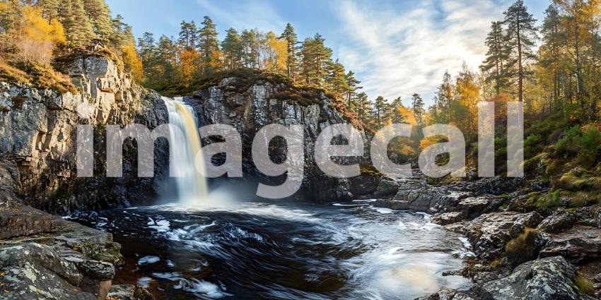 Autumn Waterfall Majestic Cascade in Vibrant Foliage
