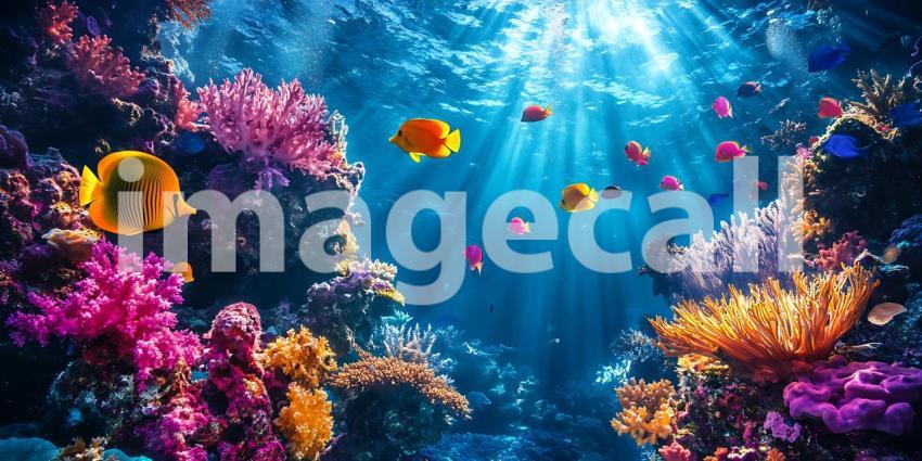 Vibrant Coral Reef Underwater Paradise with Colorful Fish and Ma