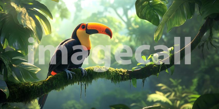 Vibrant Toucan in Lush Rainforest Tropical Bird Photography Exot