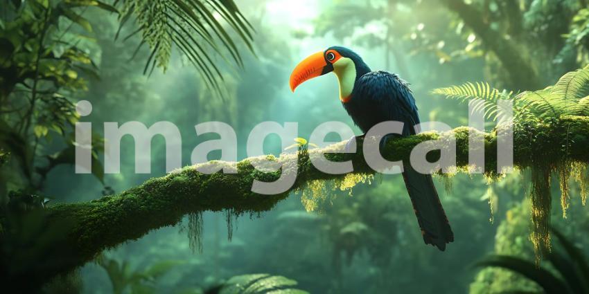 Majestic Toucan in Lush Rainforest A Vibrant Nature Scene