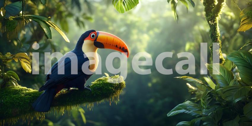 Magnificent Toucan in Lush Rainforest Habitat