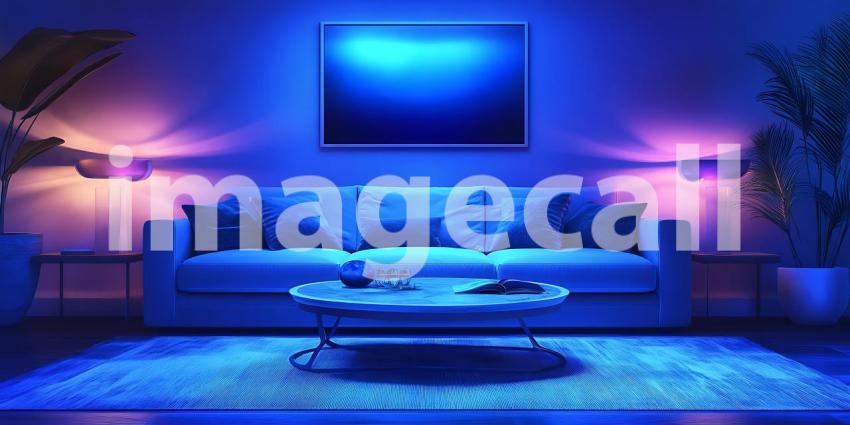Stunning Living Room Ambiance Blue  Purple Smart Lighting Design