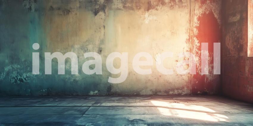 Grunge Room Background Textured Walls  Sunlit Floor for Design P