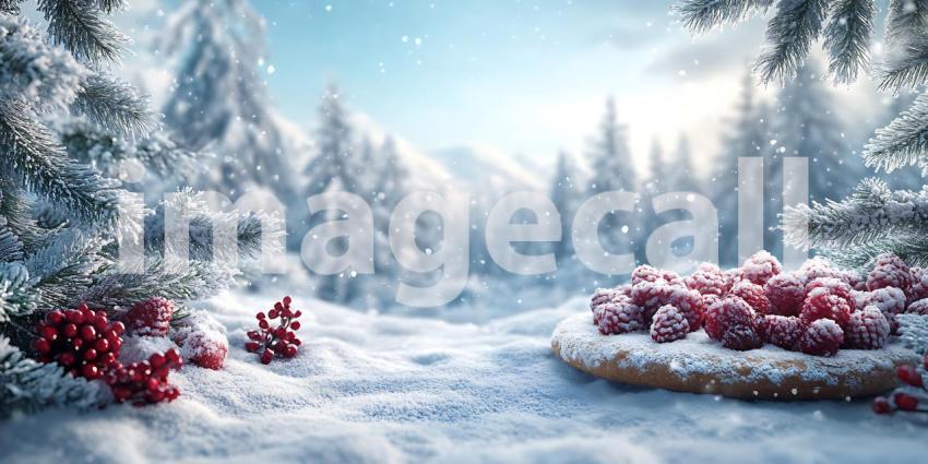 Winter Wonderland Scene SnowCovered Forest Path Red Berries Chri