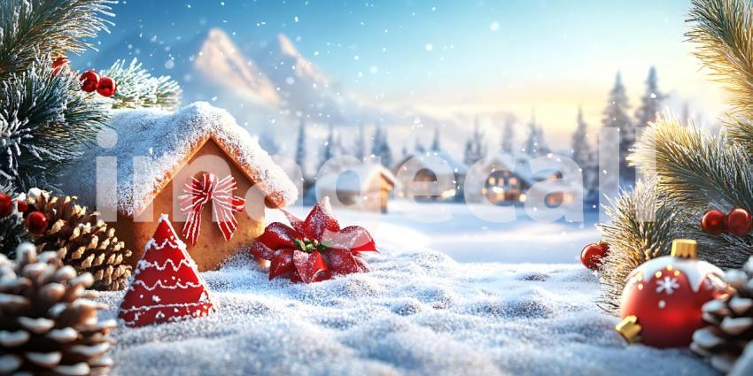 Magical Winter Wonderland Festive Gingerbread House in Snowy Vil