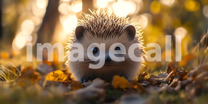 Hedgehog in Autumn Leaves Wildlife Photography