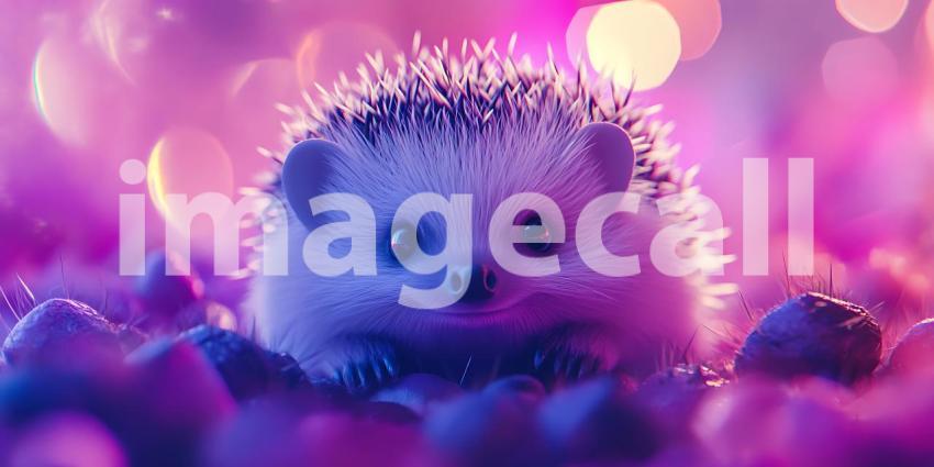 Enchanting Purple Hedgehog Magical Creature in a Dreamlike Setti