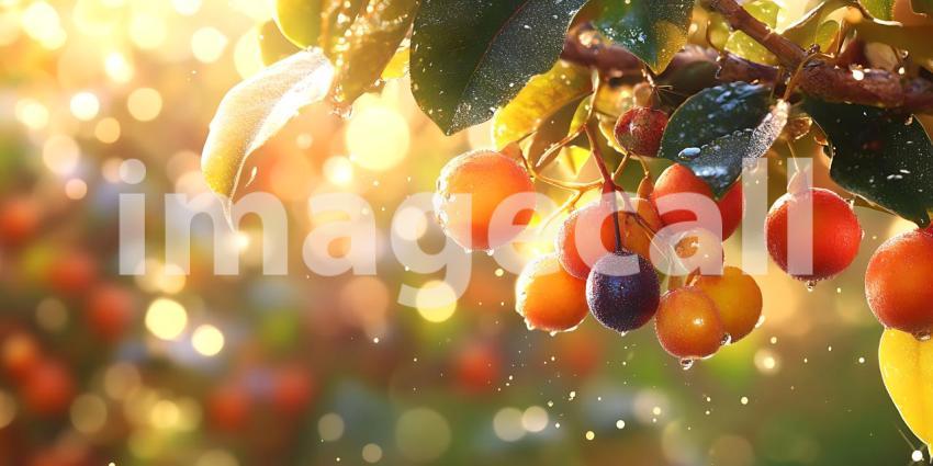 Vibrant JewelToned Berries Glistening in Sunlight A Nature Photo