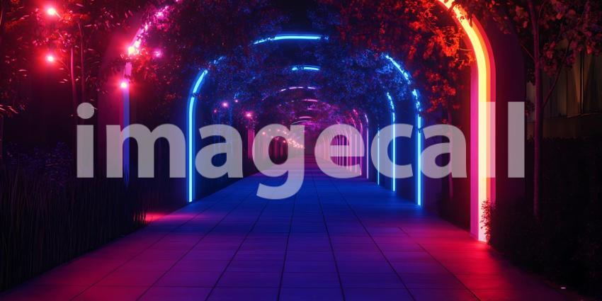 Neon Tunnel Vibrant Light and Shadow